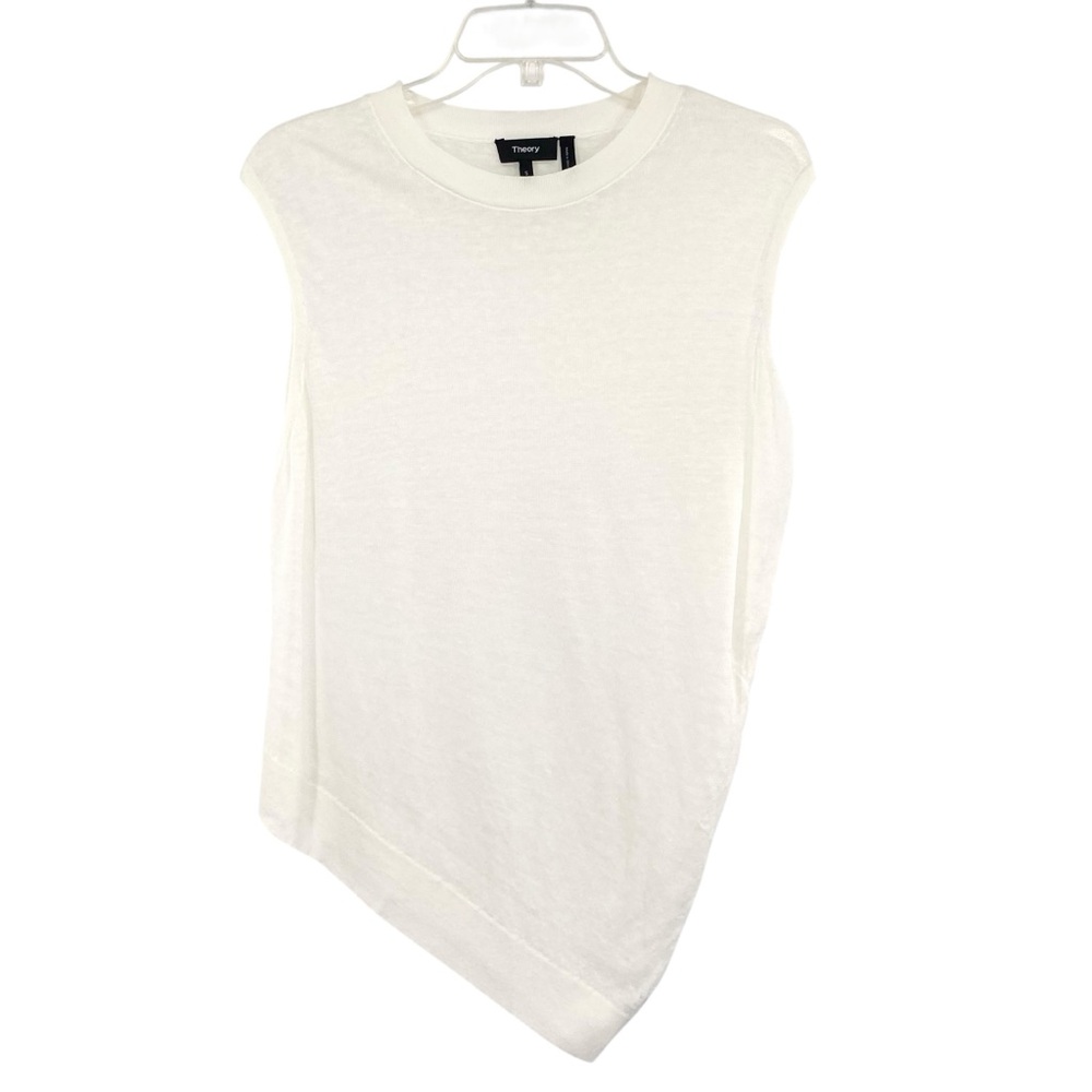THEORY White Asymmetric Sleeveless Tunic